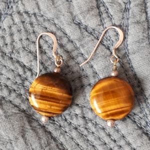 Genuine Tigereye & Silver Earrings